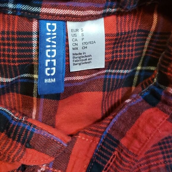 Red Plaid Flannel Shirt, Divided - Picture 3 of 4